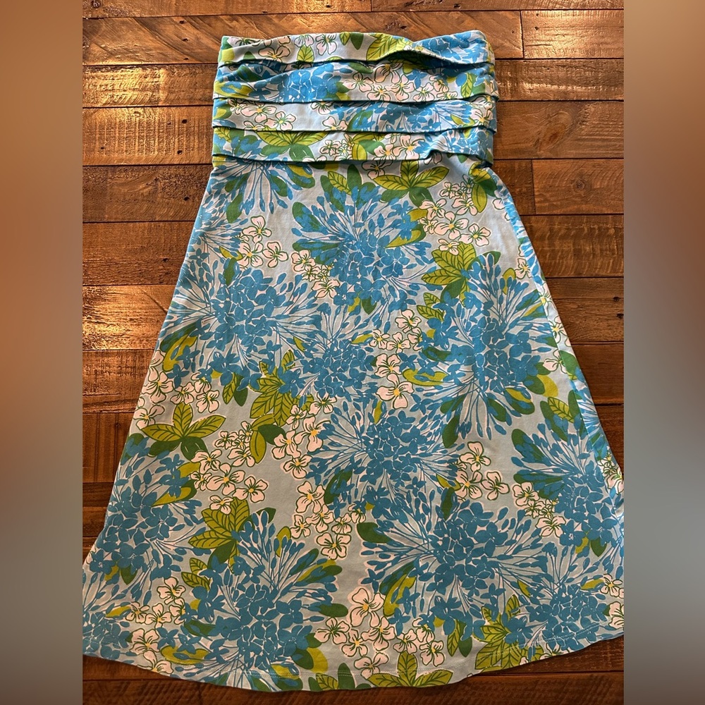 Lilly Pulitzer Petula Floral Strapless Mini Dress in Blue and Green Size XS